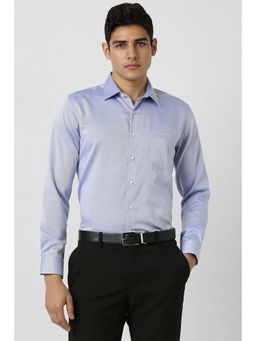 Van Heusen - Men Blue Textured Slim Fit Formal Shirt