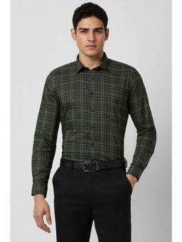 Van Heusen - Men Green Checks Slim Fit Formal Shirt
