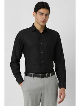 Van Heusen - Men Black Textured Regular Fit Formal Shirt
