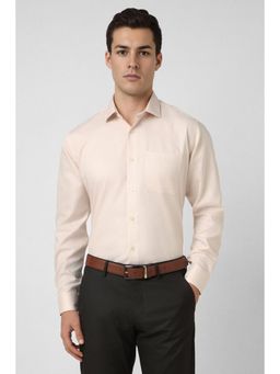 Van Heusen - Men Beige Textured Regular Fit Formal Shirt