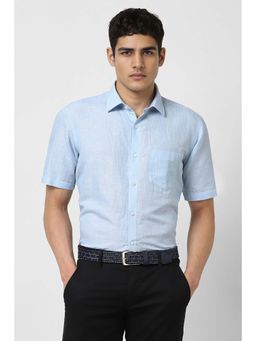 Van Heusen - Men Blue Stripes Regular Fit Formal Shirt