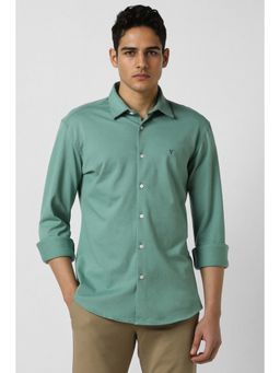 Van Heusen - Men Green Solid Slim Fit Casual Shirt