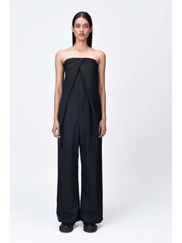 Genes Lecoanet Hemant - Black Wool Strapless/Tube Solid/Plain Jumpsuits