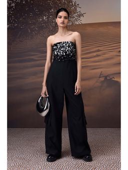 Genes Lecoanet Hemant - Black Wool Strapless/Tube Embellished/Sequined Jumpsuits