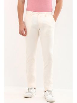 Allen Solly - Men Cream Slim Fit Solid Casual Trouser