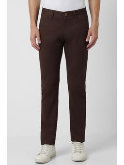 Peter England - Men Brown Solid Super Slim Fit Chinos Pant