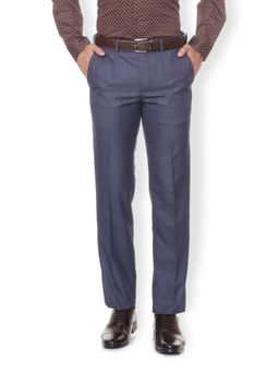 Van Heusen - Men Blue Checks Slim Fit Trouser