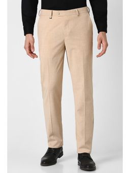 Van Heusen - Men Beige Textured Slim Fit Trouser
