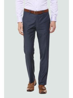 Van Heusen - Men Blue Textured Slim Fit Trouser