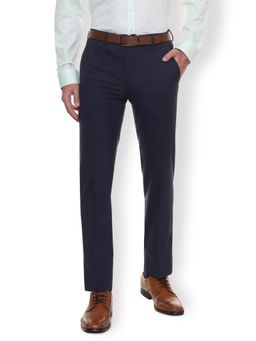 Van Heusen - Men Blue Textured Slim Fit Trouser