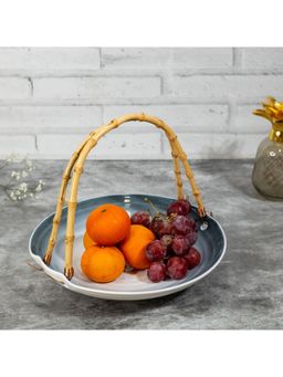 EZ Life - Aqua 1 Serving Platter with Wooden Handle Grey & White Serveware Dinner Plate