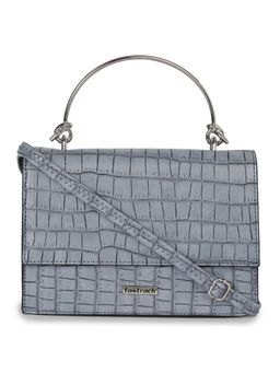 Fastrack - Blue Croco Textured Satchel Bag With Dainty Metal Handle For Women
