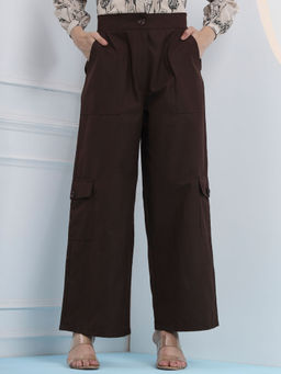 FITHUB - Women Brown Solid Casual Trouser
