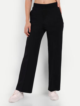 BROADSTAR - Women Black Solid Casual Stretchable Trouser