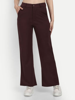 BROADSTAR - Women Brown Solid Casual Stretchable Trouser