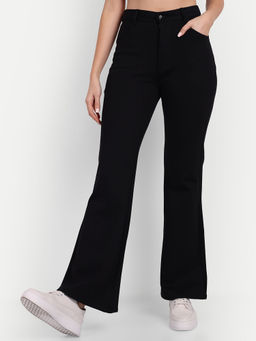 BROADSTAR - Women Black Solid Casual Stretchable Trouser