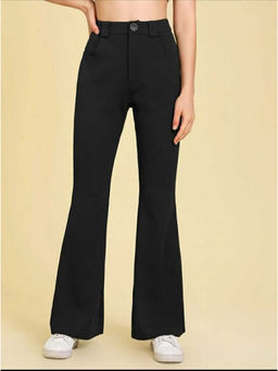 BROADSTAR - Women Black Solid Casual Stretchable Trouser