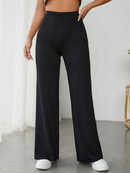 BROADSTAR - Women Black Solid Casual Stretchable Trouser