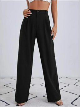 BROADSTAR - Women Black Solid Casual Stretchable Trouser