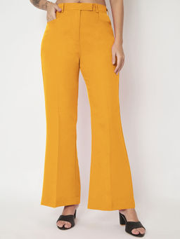 BRINNS - Women Mustard Solid Formal Trouser