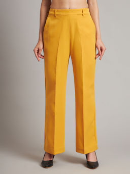 BRINNS - Women Mustard Solid Formal Trouser