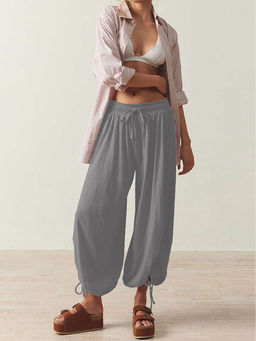 Outzidr - Women Grey Solid Casual Trouser