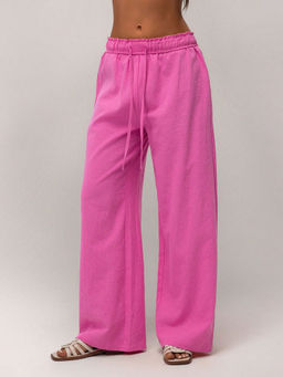Outzidr - Women Pink Solid Casual Trouser