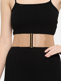 Twenty Dresses by Nykaa Fashion - Beige Solid Elasticated Broad Waist Belt