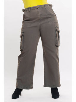 FREAKINS - Curve Contrast Stitch Denim Grey Cargo Pants