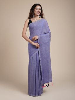 Teejh - Takshi Light Purple Mulmul Saree with Unstitched Blouse