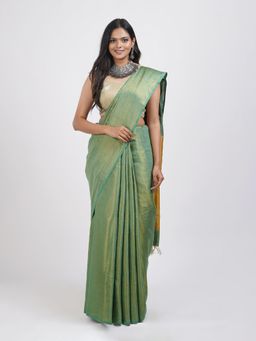 Teejh - Shaurya Green Tissue Silk Saree with Unstitched Blouse