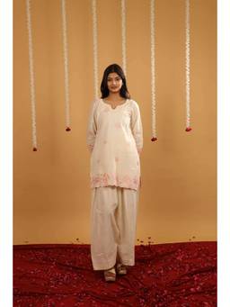 Rivaz Threads and Co - Fiza Pure Cotton Pink Kurti with Palazzo