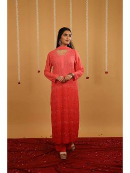 Rivaz Threads and Co - Fiza Pure Viscose Chikankari Kurta with Palazzo and Dupatta