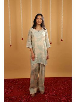 Rivaz Threads and Co - Fiza Pure Crepe Multi-Color Kurti with Palazzo