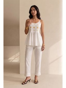 House of Chikankari - Women White Cotton Cambric Chikankari Top