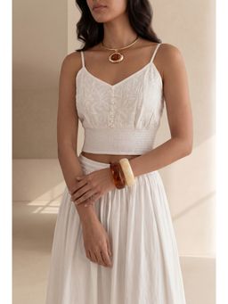 House of Chikankari - Women White Cotton Cambric Chikankari Top
