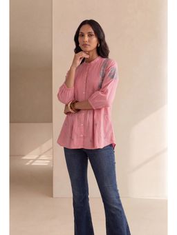 House of Chikankari - Cotton Chikankari Pink Women's Top