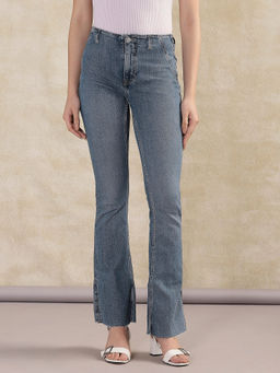 Free People - Level Up Slit Bootcut Jeans - Blue