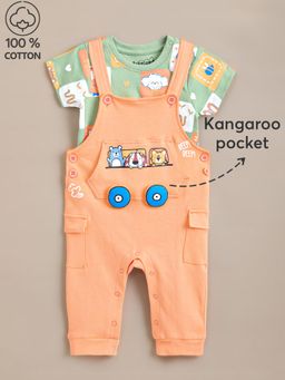 Hopscotch - Animal Express Adventure Cotton T-Shirt with Overall Set