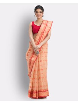 Angoshobha - Beige Pure Cotton Tant Saree