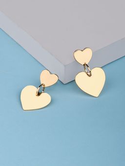 Lilly & Sparkle - Gold-Toned Heart Shaped Drop Earrings