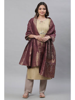 Aurelia - Women's Purple Geometric Jacquard Dupatta