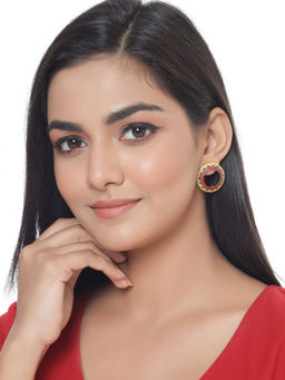 Shoshaa - Red & Yellow Silver Plated Enamel Studs