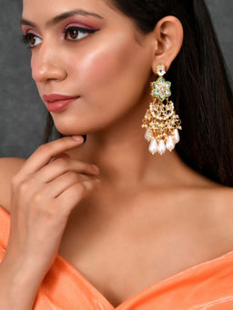 Shoshaa - Gold-Plated Handcrafted Kundan & Pearls Drop Earrings