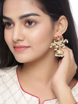 Shoshaa - Gold-Plated Red Classic Jhumkas