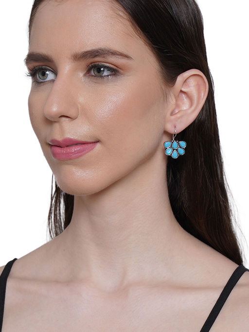 Shoshaa Silver-Plated Turquoise Blue Drop Earrings