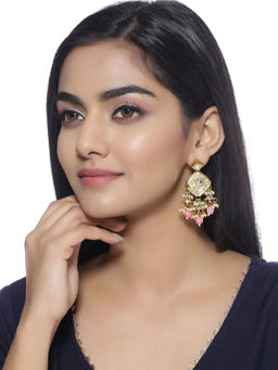 Shoshaa - Gold-Plated Pink Kundan Classic Drop Earrings