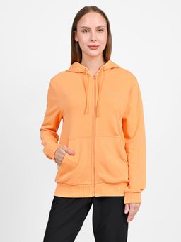 SKECHERS - Orange Cotton Blend Solid Hoodie