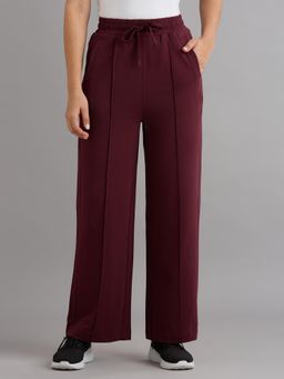 SKECHERS - Wine Cotton Blend Solid Trackpant