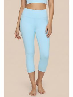 Zivame - Blue Polyester Blend Solid Capri Tights